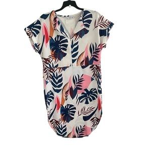 Elings Floral Print Waist Tie Midi Dress Size Large